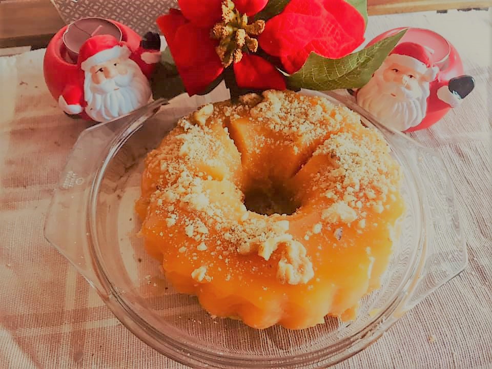 Pudim de laranja, azeite e mel…polvilhado com nozes…uma iguaria perfeita para o dia de&nbsp;Natal