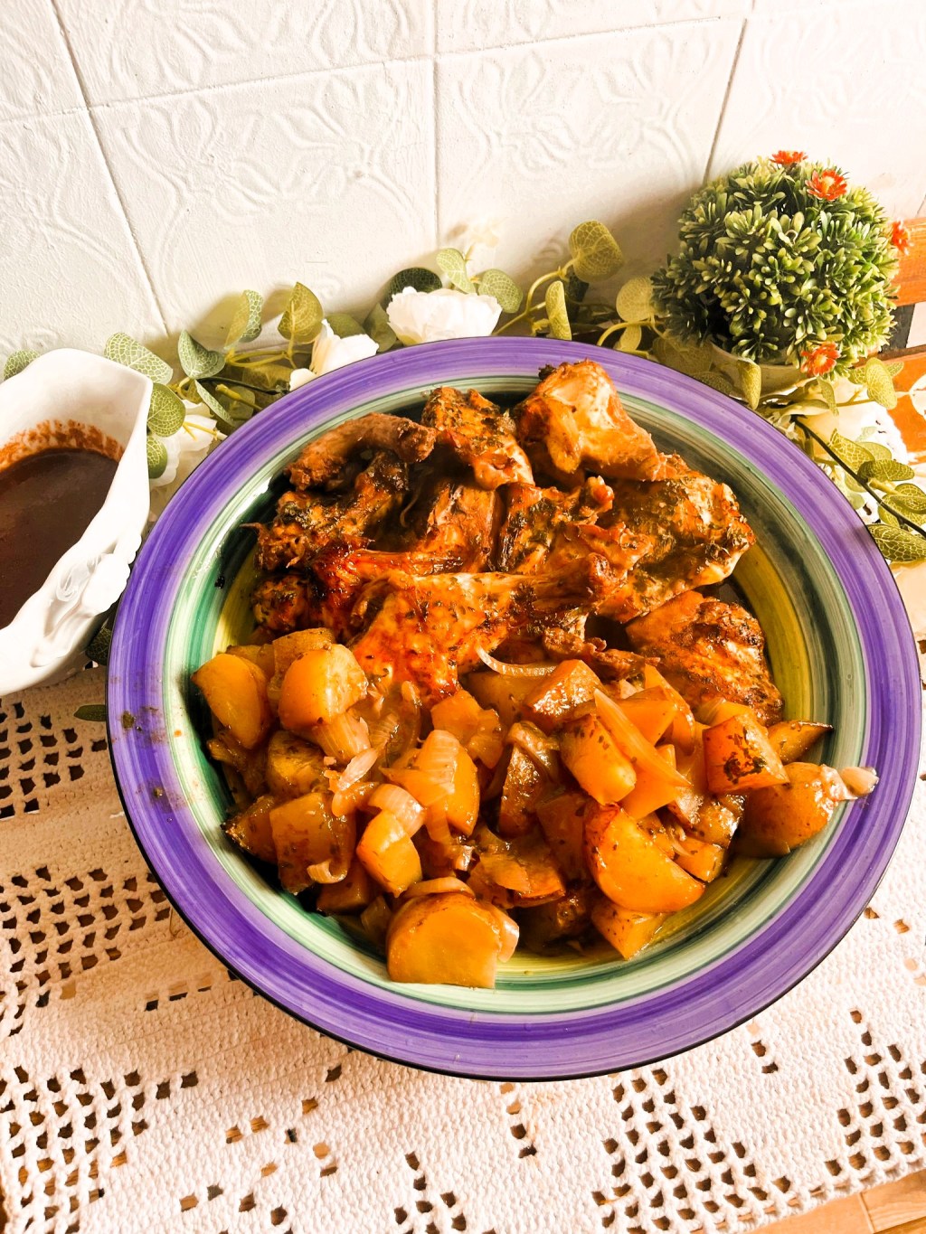 Frango assado com vinho&nbsp;tinto