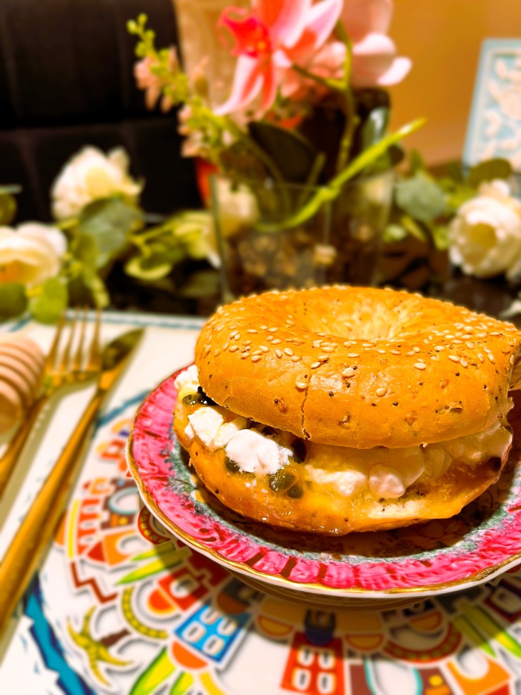 Bagel com Queijo Cottage, Maracujá e&nbsp;Mel